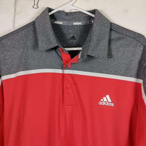 Adidas Mens Ultimate365 Colorblock Polo Shirt Size L Coral & Gray Summber Golf - Picture 2 of 6